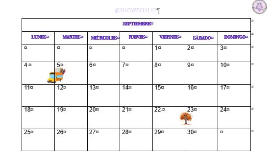 calendario mensual